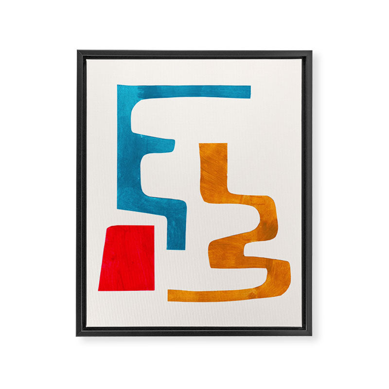 'Falling Down' Paper Collage Fun Colorful Shapes Mid Century Minimal Abstract Art by Ejaaz Haniff Framed Canvas Print Gallery Image 6