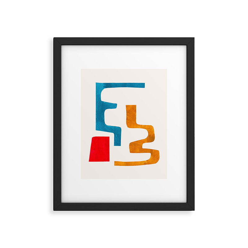 'Falling Down' Paper Collage Fun Colorful Shapes Mid Century Minimal Abstract Art by Ejaaz Haniff Framed Art Print Gallery Image 5