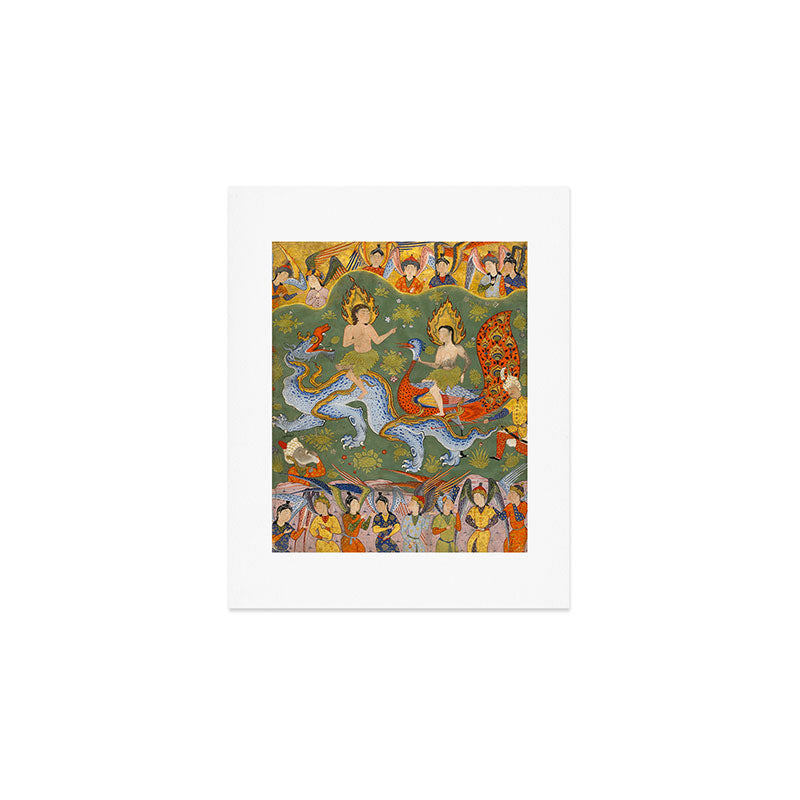 Falnama (Book of omens) Expulsion of Adam and Eve From Heaven Islamic Antique Art  Art Print Gallery Image 1
