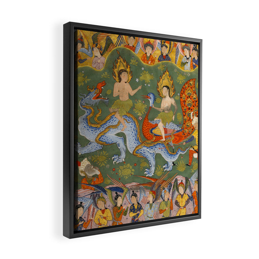 Falnama (Book of omens) Expulsion of Adam and Eve From Heaven Islamic Antique Art  Framed Canvas Print Gallery Image 2