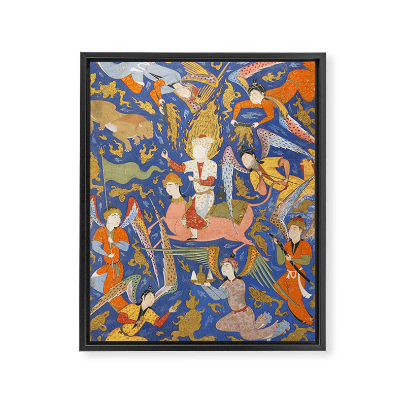 Falnama (Book of omens), The Night Journey (Miâraj) Framed Canvas Print Gallery Image 6