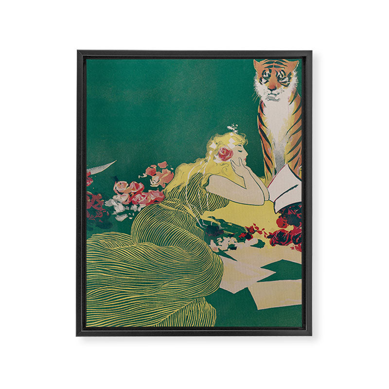 Fantasy Art Deco Woman With Pet Tiger Self culture (edited) - The Werner Company - 1890-1900 Framed Canvas Print Gallery Image 6