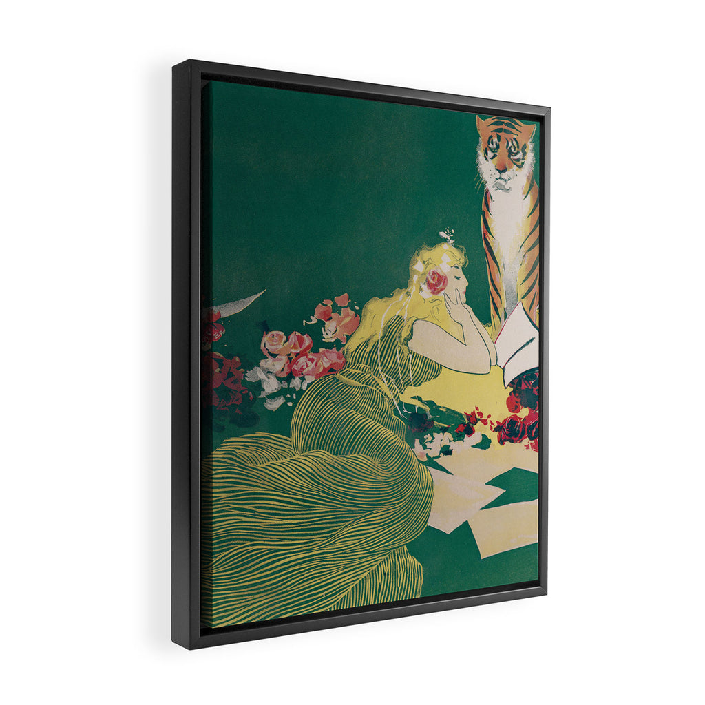 Fantasy Art Deco Woman With Pet Tiger Self culture (edited) - The Werner Company - 1890-1900 Framed Canvas Print Gallery Image 2