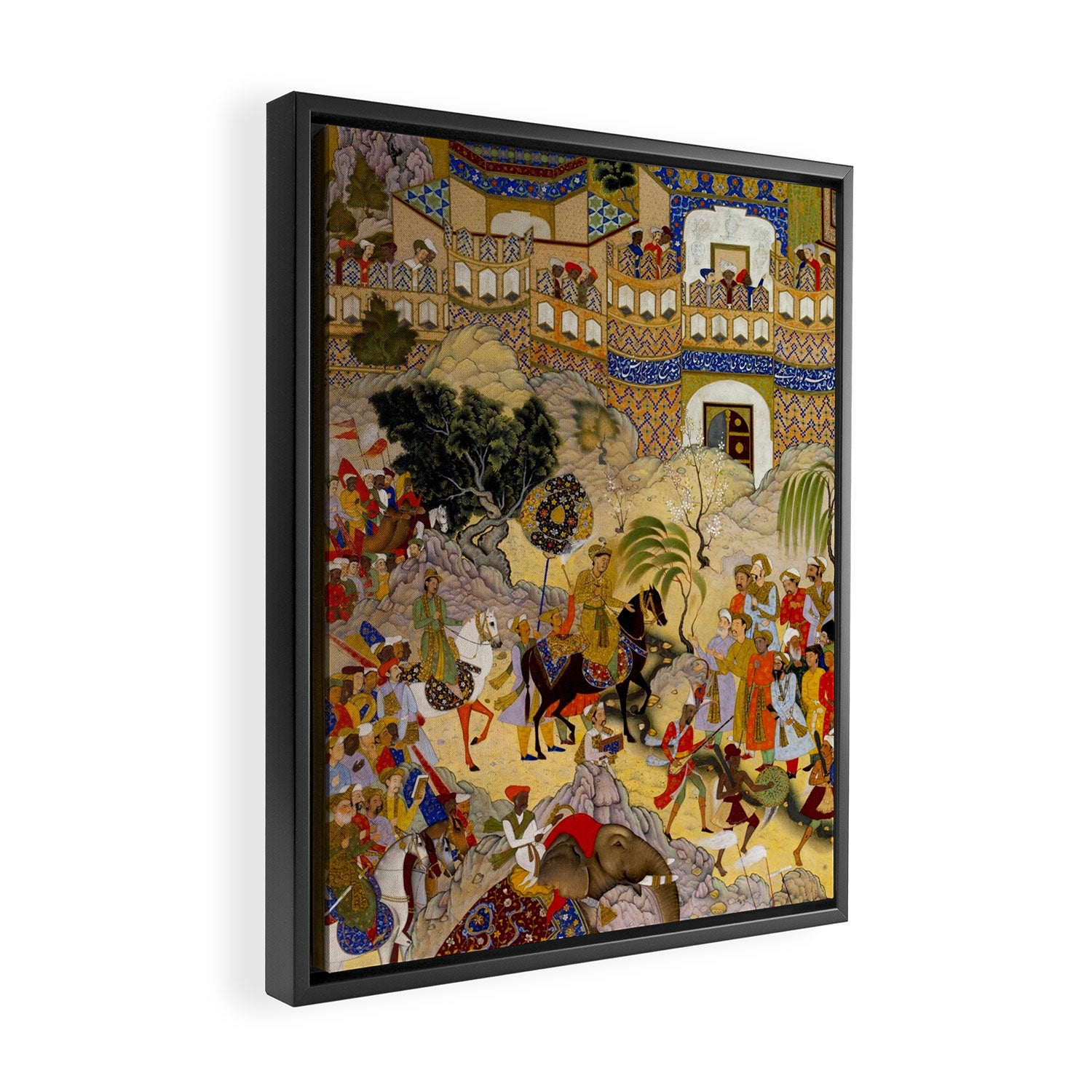 Farrukh Beg. Akbar's Triumphal Entry into Surat. Akbarnama Framed Canvas Print Gallery Image 2