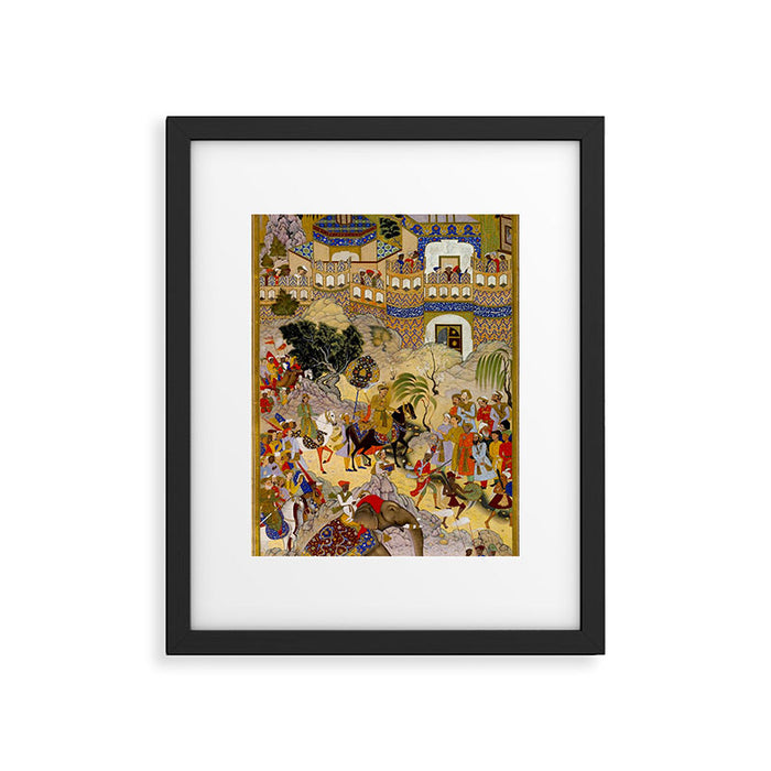 Farrukh Beg. Akbar's Triumphal Entry into Surat. Akbarnama Framed Art Print Gallery Image 1