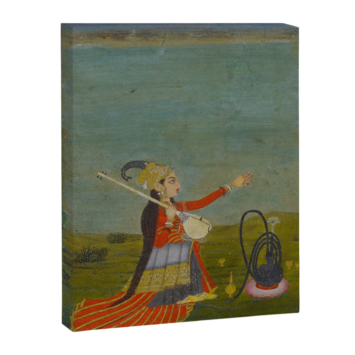 Female Musician Indian Painted Illustration Canvas Print Gallery Image 1