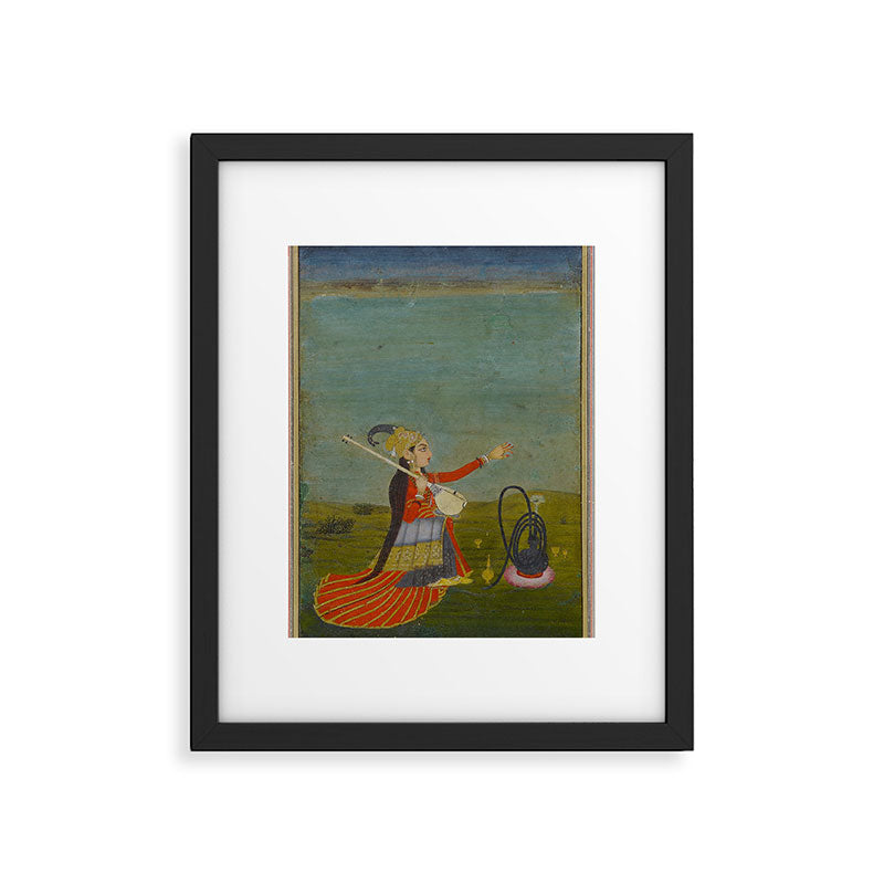 Female Musician Indian Painted Illustration Framed Art Print Gallery Image 5