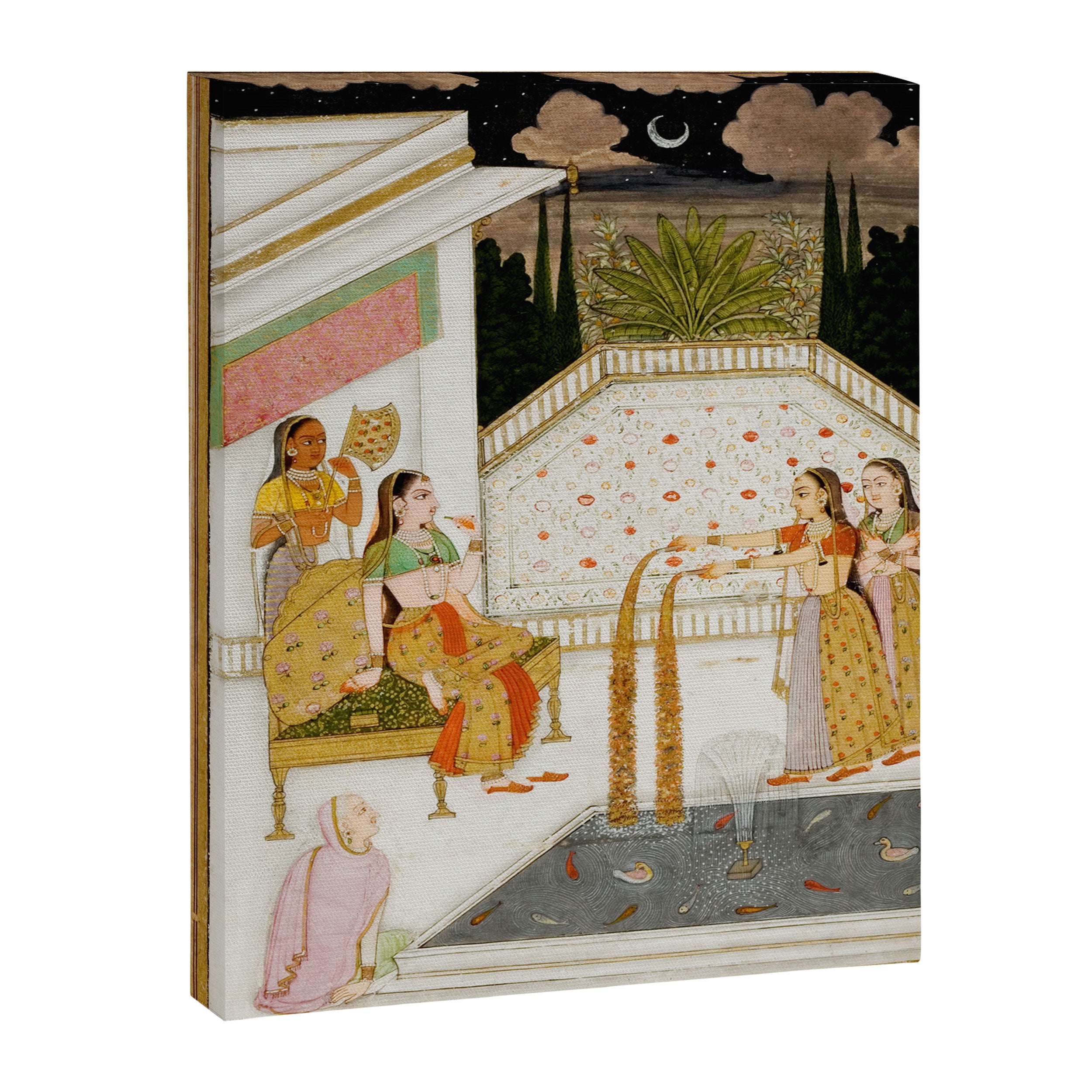 Fireworks At Night Royal Court Ladies Indian Miniature Painting  Canvas Print Gallery Image 6