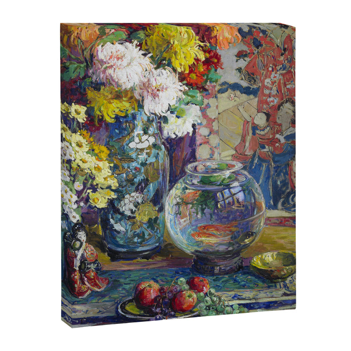 Fish, Fruits, and Flowers (c.1923) painting in high resolution by Kathryn E. Cherry.  Canvas Print Gallery Image 1