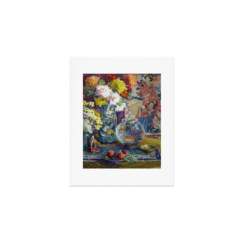 Fish, Fruits, and Flowers (c.1923) painting in high resolution by Kathryn E. Cherry.  Art Print Gallery Image 1