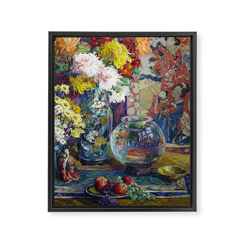 Fish, Fruits, and Flowers (c.1923) painting in high resolution by Kathryn E. Cherry.  Framed Canvas Print Gallery Image 8