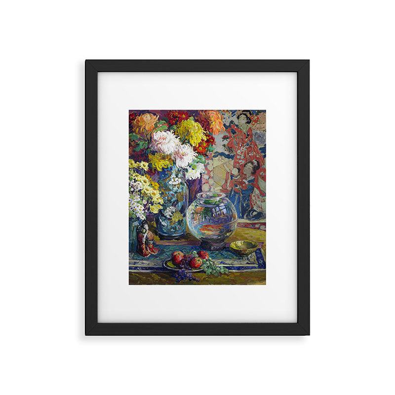 Fish, Fruits, and Flowers (c.1923) painting in high resolution by Kathryn E. Cherry.  Framed Art Print Gallery Image 6