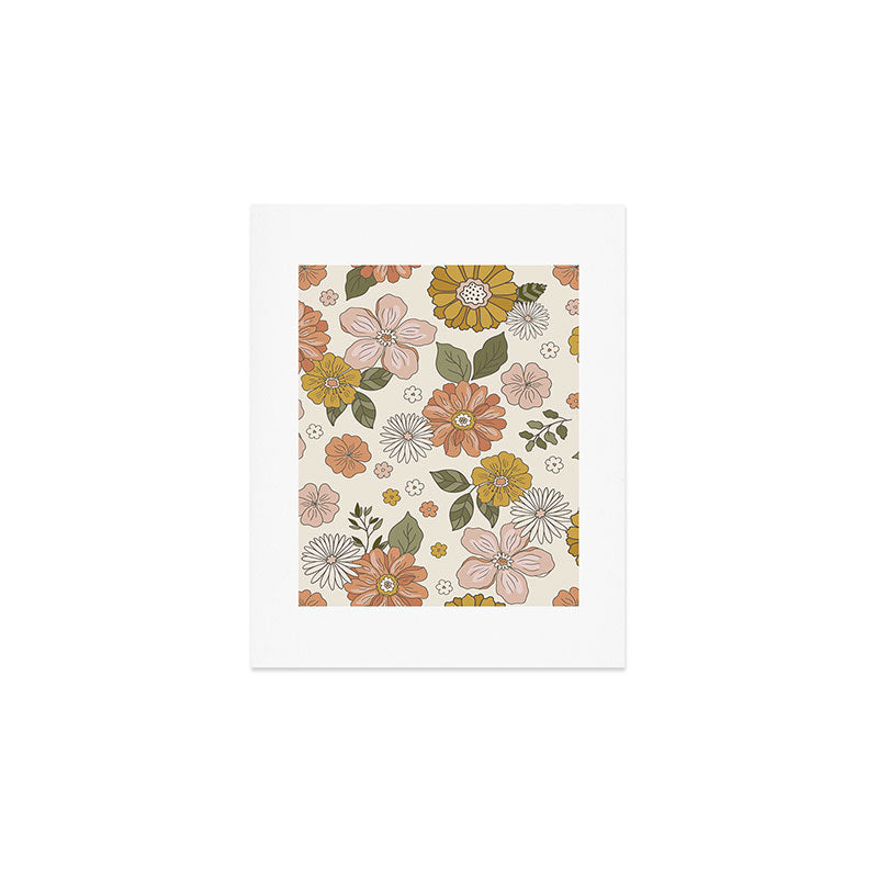 Floral PATTERN in Pink Yellow Green Art Print Gallery Image 1