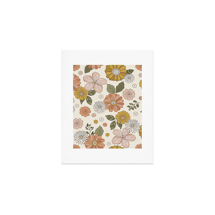 Floral PATTERN in Pink Yellow Green Art Print Gallery Image 1