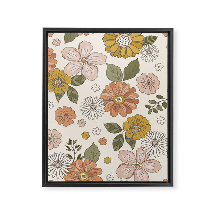 Floral PATTERN in Pink Yellow Green Framed Canvas Print Gallery Image 1
