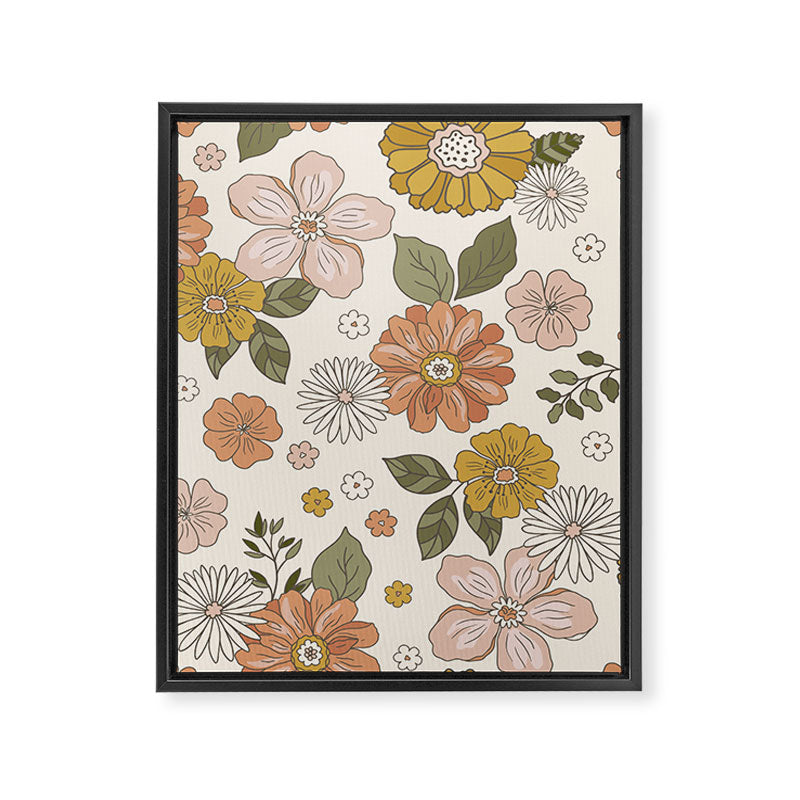 Floral PATTERN in Pink Yellow Green Framed Canvas Print Gallery Image 8