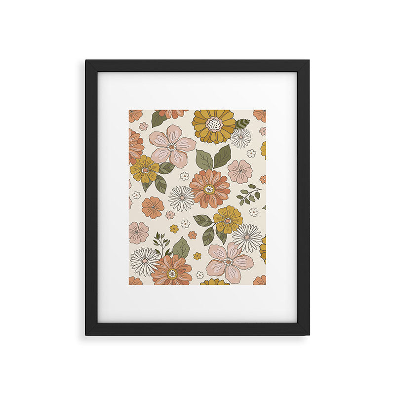 Floral PATTERN in Pink Yellow Green Framed Art Print Gallery Image 6