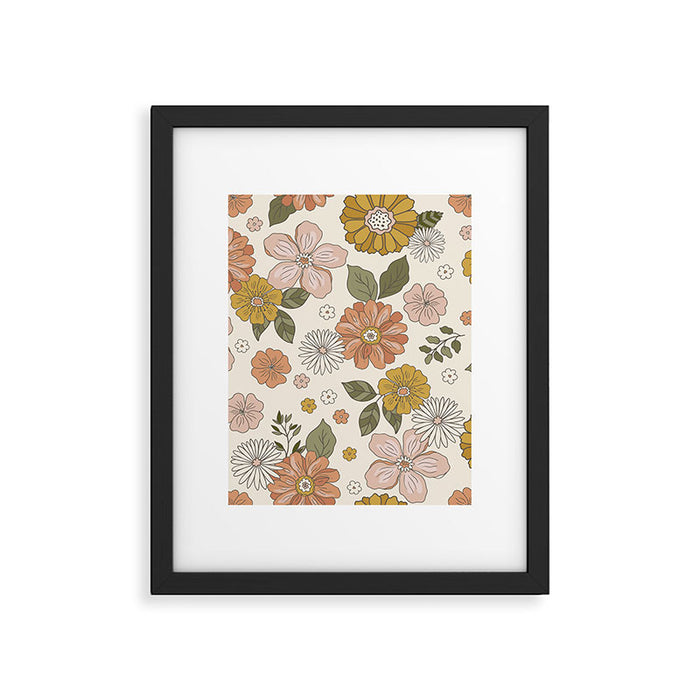 Floral PATTERN in Pink Yellow Green Framed Art Print Gallery Image 1