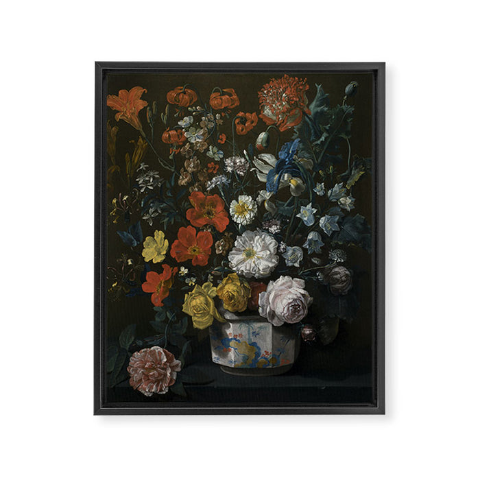 Flowers in a Chantilly Vase (c.1760) painting in high resolution by Louis Tessier.  Framed Canvas Print Gallery Image 1