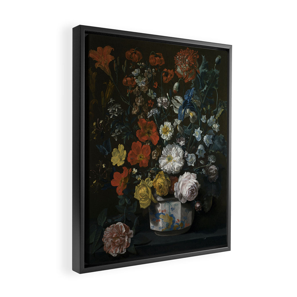 Flowers in a Chantilly Vase (c.1760) painting in high resolution by Louis Tessier.  Framed Canvas Print Gallery Image 2