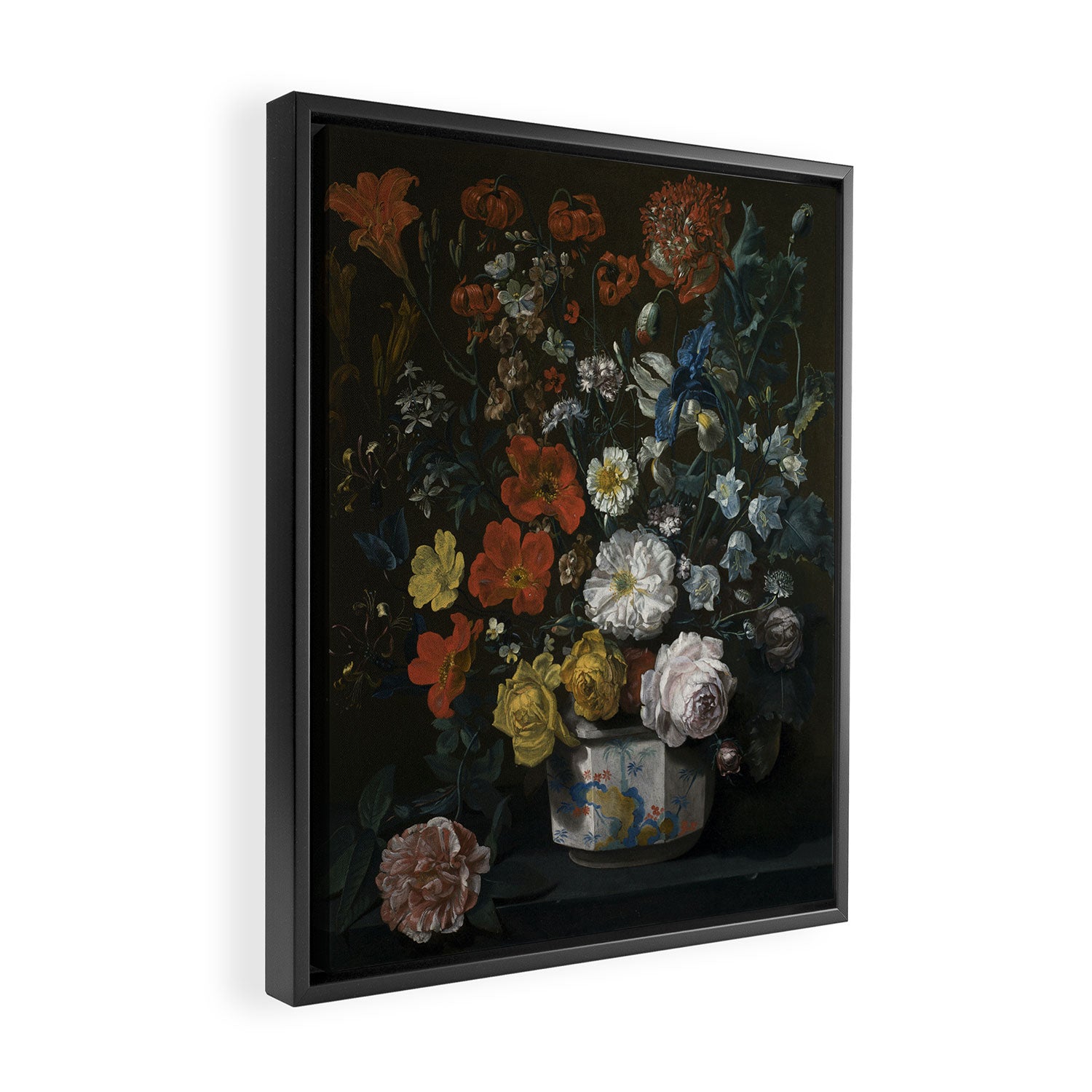Flowers in a Chantilly Vase (c.1760) painting in high resolution by Louis Tessier.  Framed Canvas Print Gallery Image 2