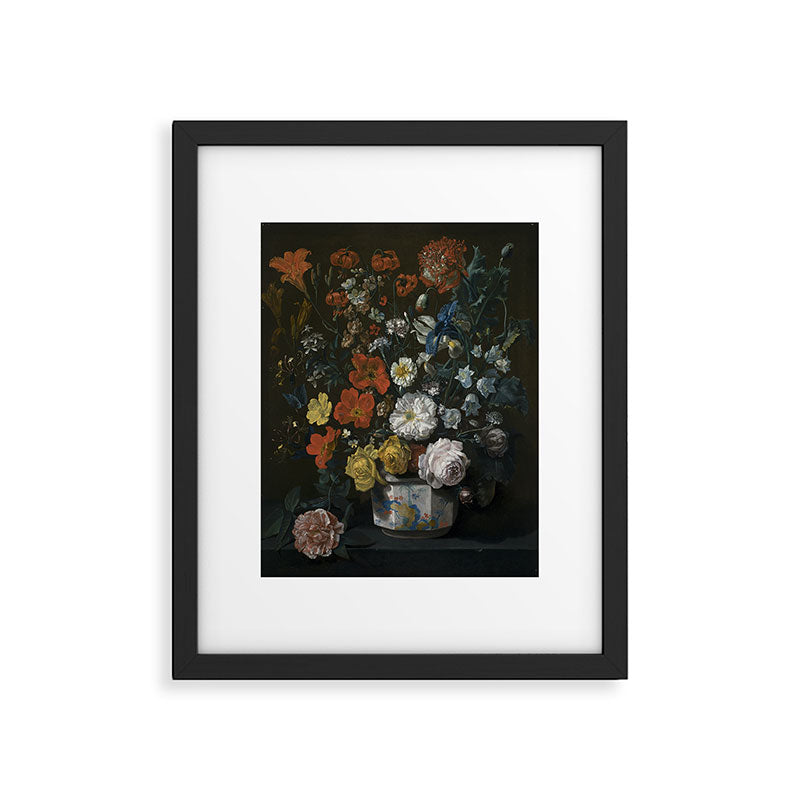Flowers in a Chantilly Vase (c.1760) painting in high resolution by Louis Tessier.  Framed Art Print Gallery Image 5