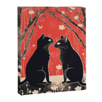 Forest Blossom Black Cat Pair Canvas Print Gallery Image 6