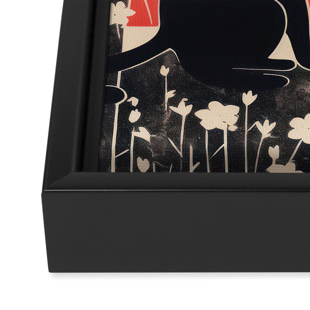 Forest Blossom Black Cat Pair Framed Canvas Print Gallery Image 3