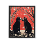 Forest Blossom Black Cat Pair Framed Canvas Print Gallery Image 6