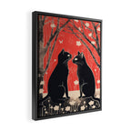 Forest Blossom Black Cat Pair Framed Canvas Print Gallery Image 2