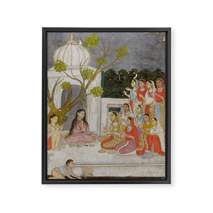 Fortune Teller Indian Painted Illustration Framed Canvas Print Gallery Image 1