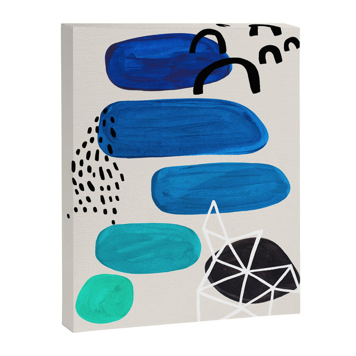 Fun Abstract Minimalist Mid Century Modern Colorful Shapes Marine Green Blue Ombre Watercolor Bubble Canvas Print Gallery Image 1