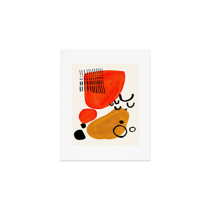 Fun Abstract Minimalist Mid Century Modern Yellow Ochre Orange Organic Shapes & Patterns Art Print Gallery Image 1