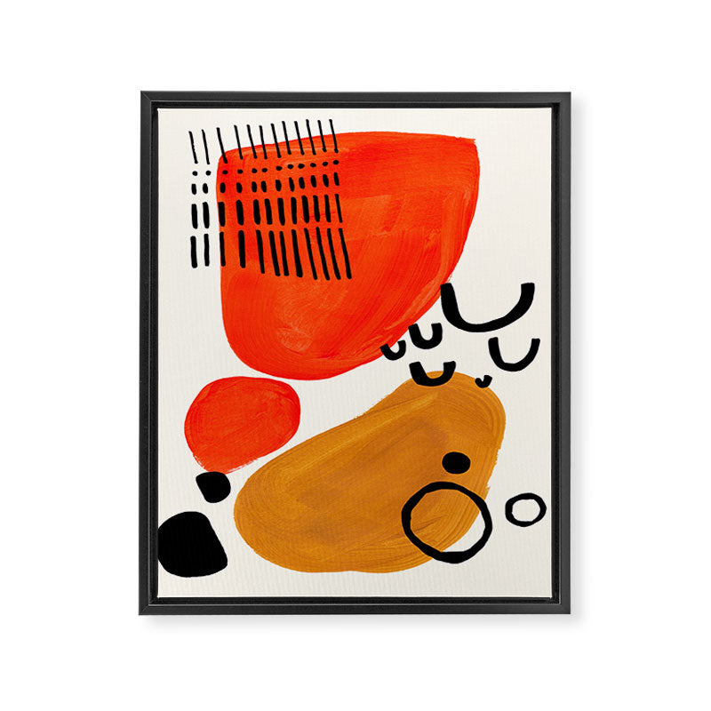 Fun Abstract Minimalist Mid Century Modern Yellow Ochre Orange Organic Shapes & Patterns Framed Canvas Print Gallery Image 6