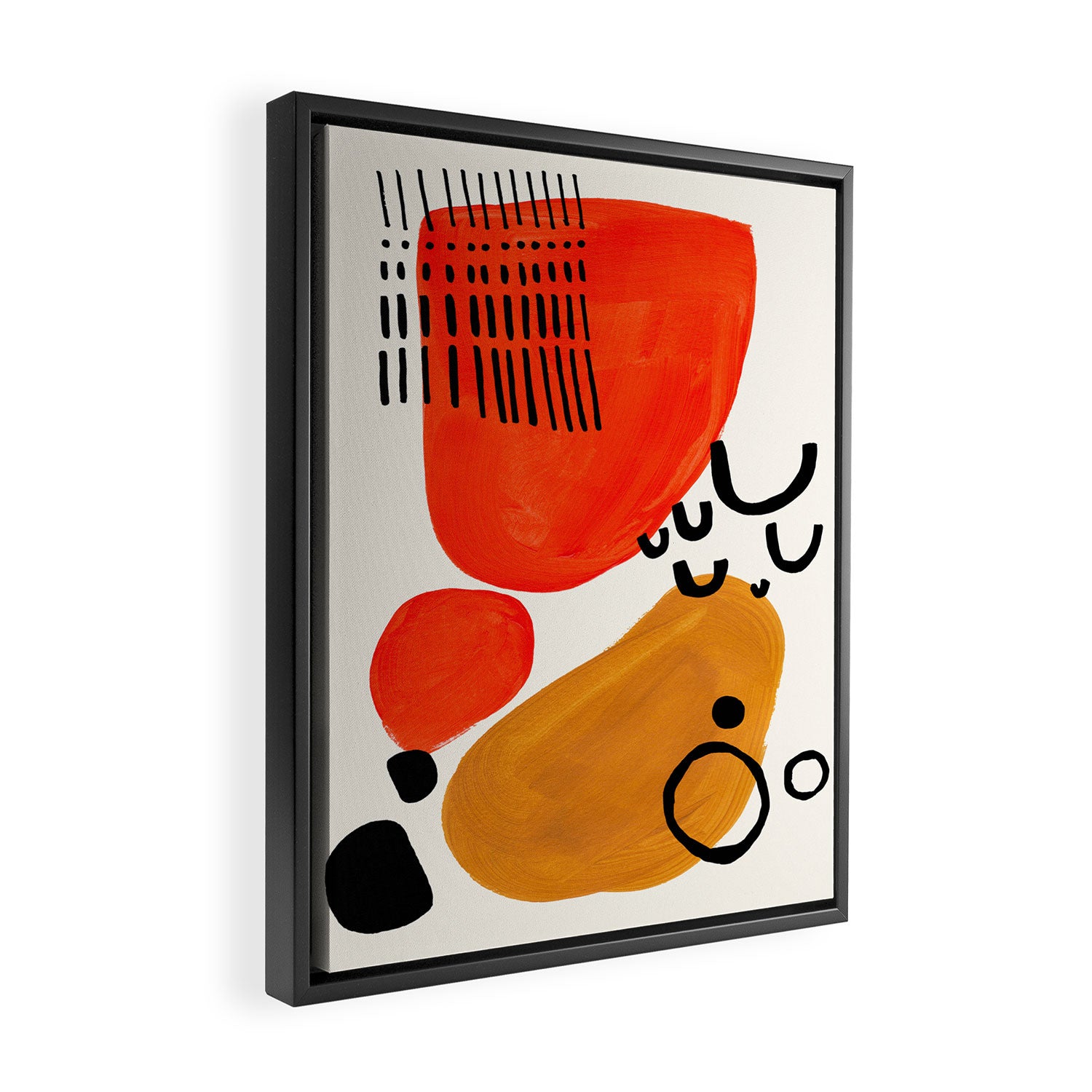 Fun Abstract Minimalist Mid Century Modern Yellow Ochre Orange Organic Shapes & Patterns Framed Canvas Print Gallery Image 2