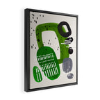 Fun Mid Century Modern Abstract Minimalist Olive Green Rings Grey Black Accent Framed Canvas Print Gallery Image 2