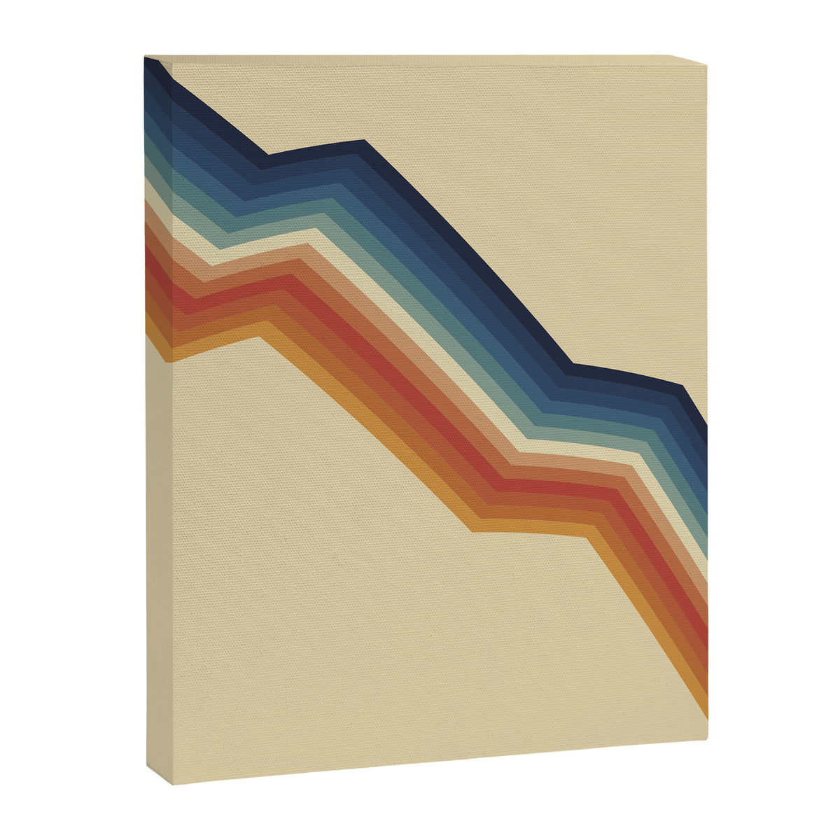 Funky Colorful 70s Rainbow Striped Zig Zag Pattern Blue Orange Hues Canvas Print Gallery Image 6