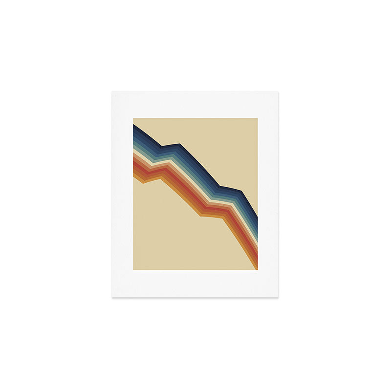 Funky Colorful 70s Rainbow Striped Zig Zag Pattern Blue Orange Hues Art Print Gallery Image 1