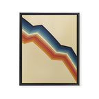 Funky Colorful 70s Rainbow Striped Zig Zag Pattern Blue Orange Hues Framed Canvas Print Gallery Image 6