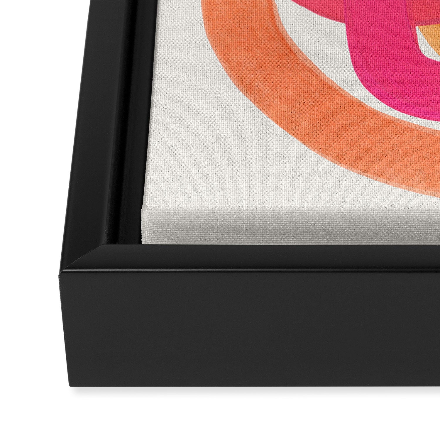 Funky Retro 70's Style Pattern Orange Pink Greindent Striped Circles Mid Century Colorful Pop Art Framed Canvas Print Gallery Image 3