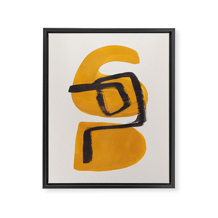 Funky Strange Mid Century Modern Minimalist Art Yellow Black Abstract Pattern by Ejaaz Haniff Framed Canvas Print Gallery Image 1