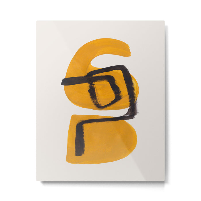 Funky Strange Mid Century Modern Minimalist Art Yellow Black Abstract Pattern by Ejaaz Haniff Metal Print Gallery Image 1