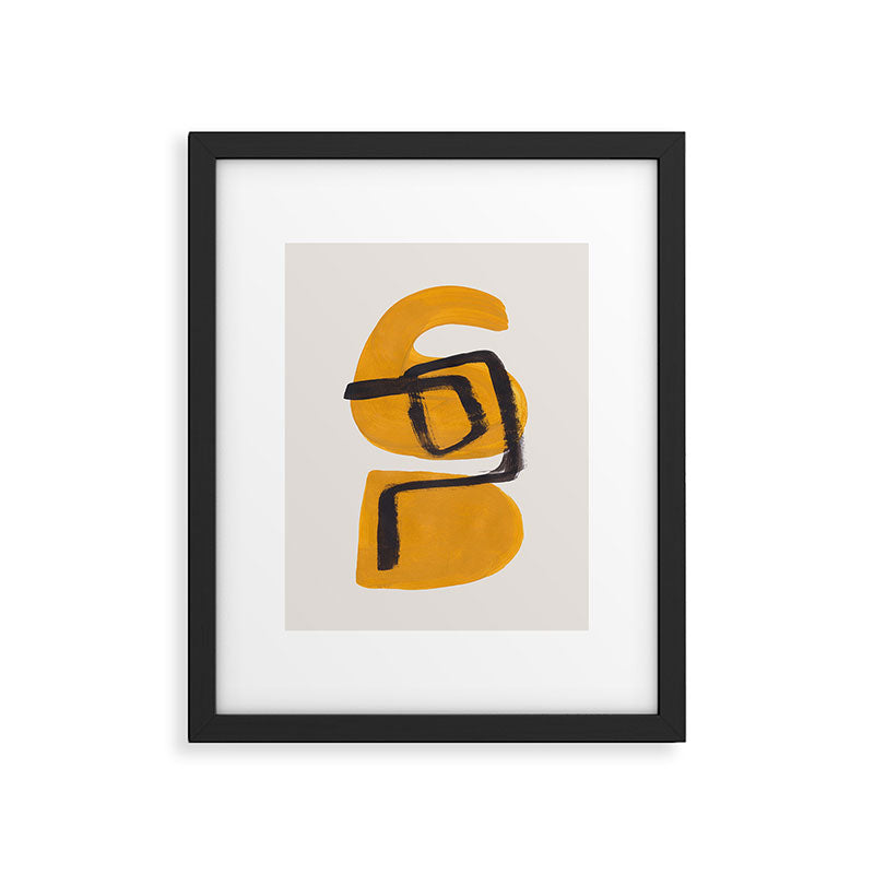 Funky Strange Mid Century Modern Minimalist Art Yellow Black Abstract Pattern by Ejaaz Haniff Framed Art Print Gallery Image 5