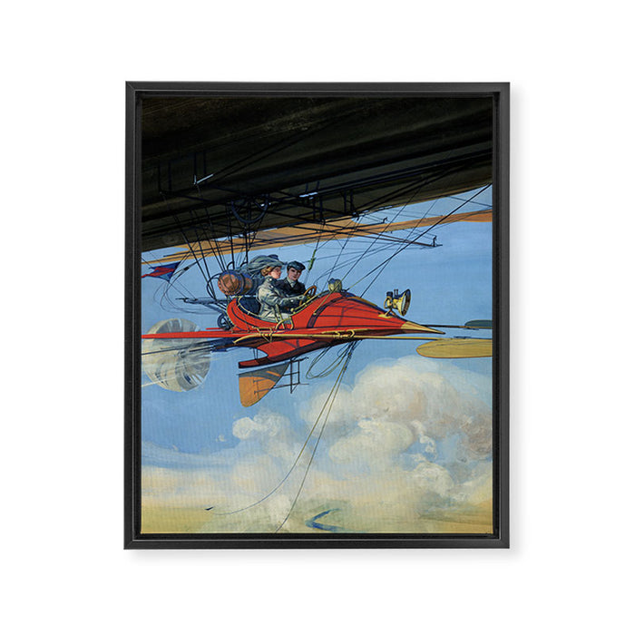 Futuristic Flight Journal Flying Machine Vintage Futurism Antique Illustration Framed Canvas Print Gallery Image 1