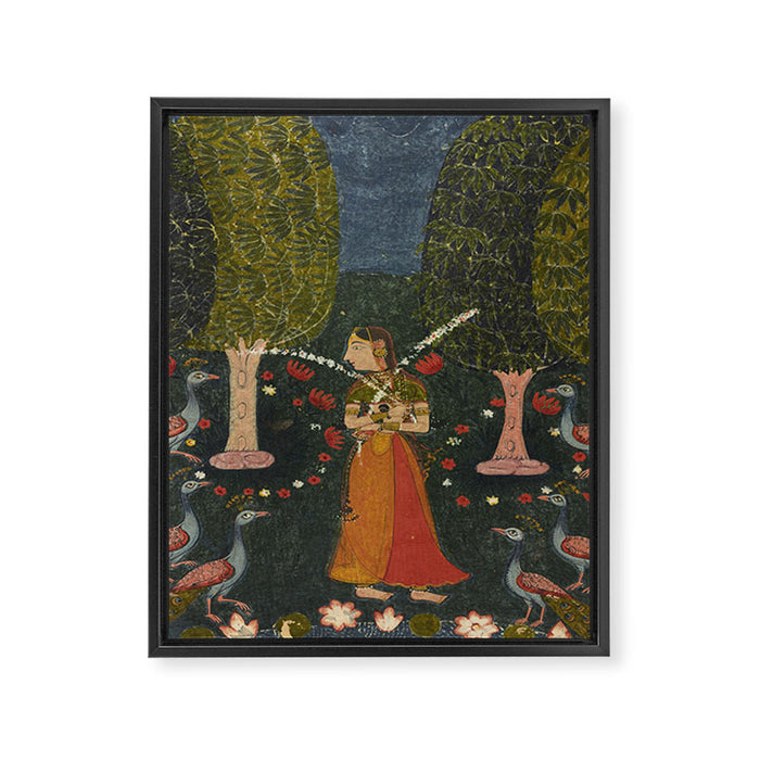 Gauri Ragini, folio from a Ragamala Indian Painted Illustration Framed Canvas Print Gallery Image 1