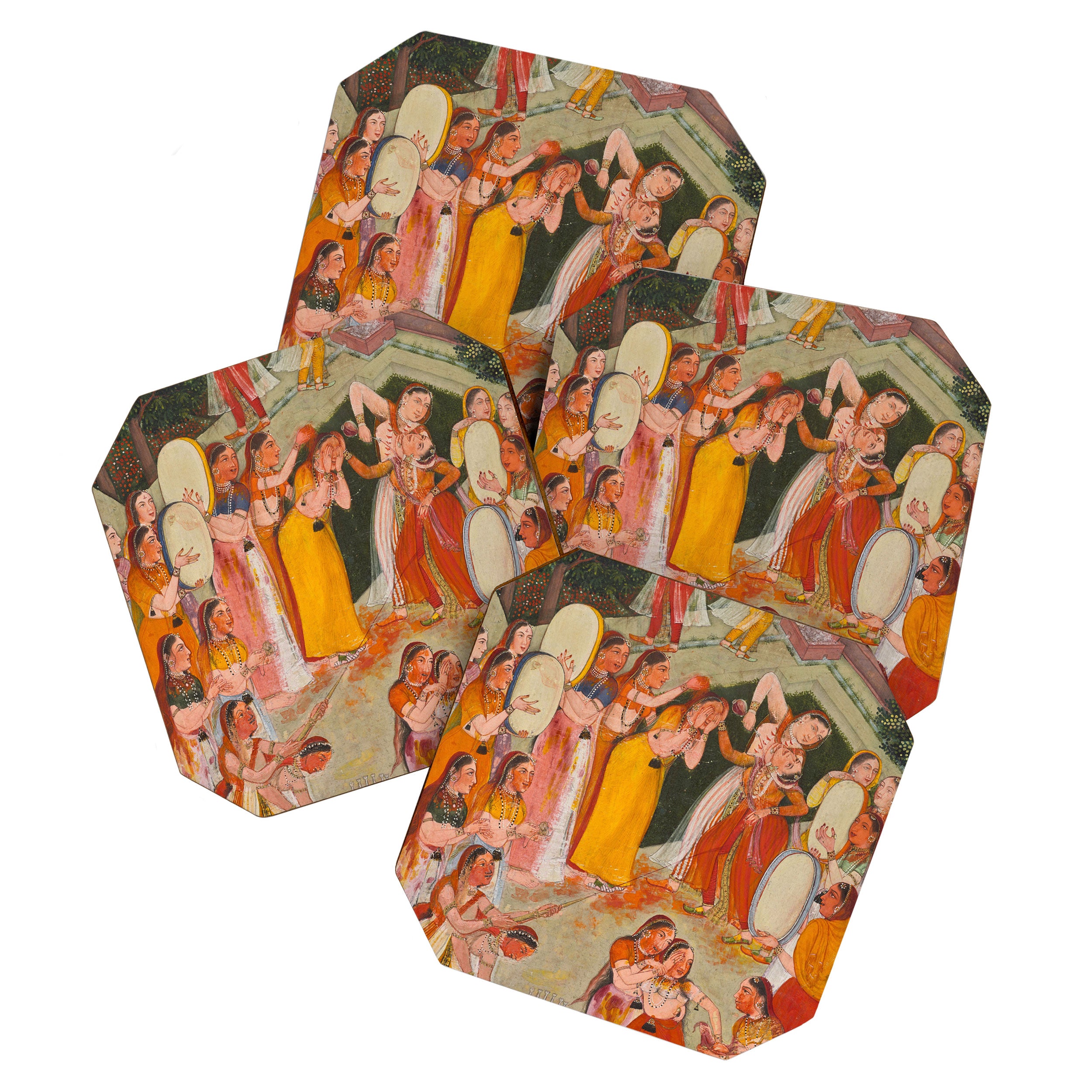 Girls Spraying Each Other at Holi c. 1640-50 Northwestern India, Rajasthan, Rajput Kingdom of Bikaner Gum tempera, ink, and gold on paper  Coaster Gallery Image 1