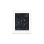 Gold Stars Black Ink Night Sky Magical Mid Century Pattern Art Print Gallery Image 1