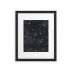 Gold Stars Black Ink Night Sky Magical Mid Century Pattern Framed Art Print Gallery Image 5