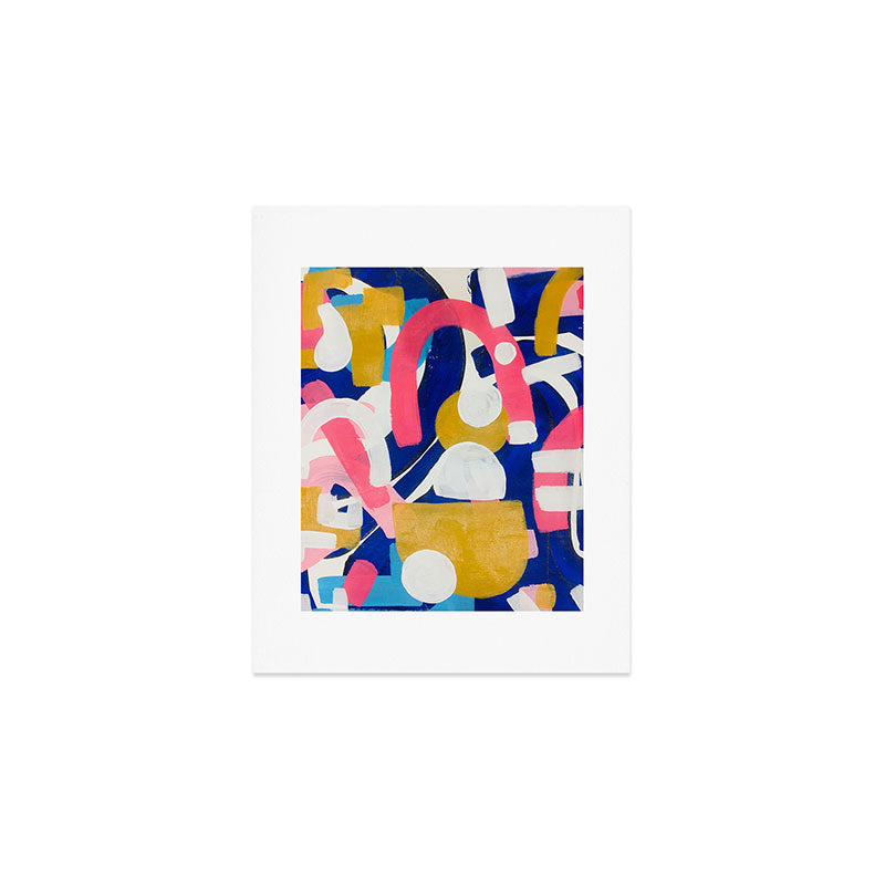 Graffiti Colorful Funky Acrylic Painting Pink Blue Yellow Patterns Shapes by Ejaaz Haniff Art Print Gallery Image 1