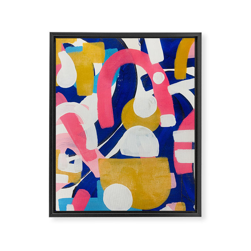 Graffiti Colorful Funky Acrylic Painting Pink Blue Yellow Patterns Shapes by Ejaaz Haniff Framed Canvas Print Gallery Image 6